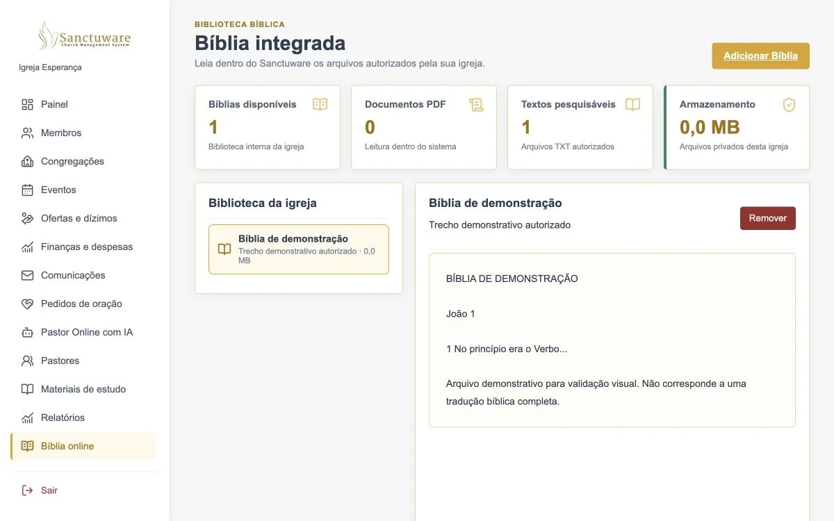 Bíblia integrada no Sanctuware