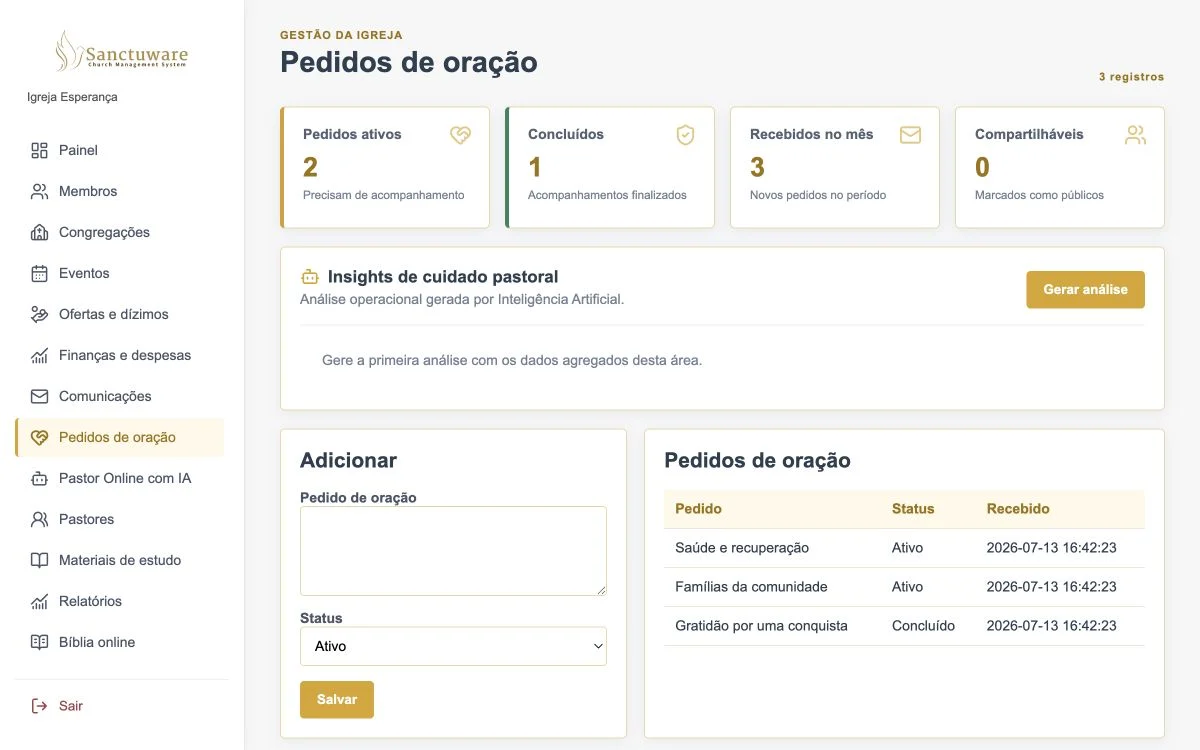 Cuidado pastoral no Sanctuware